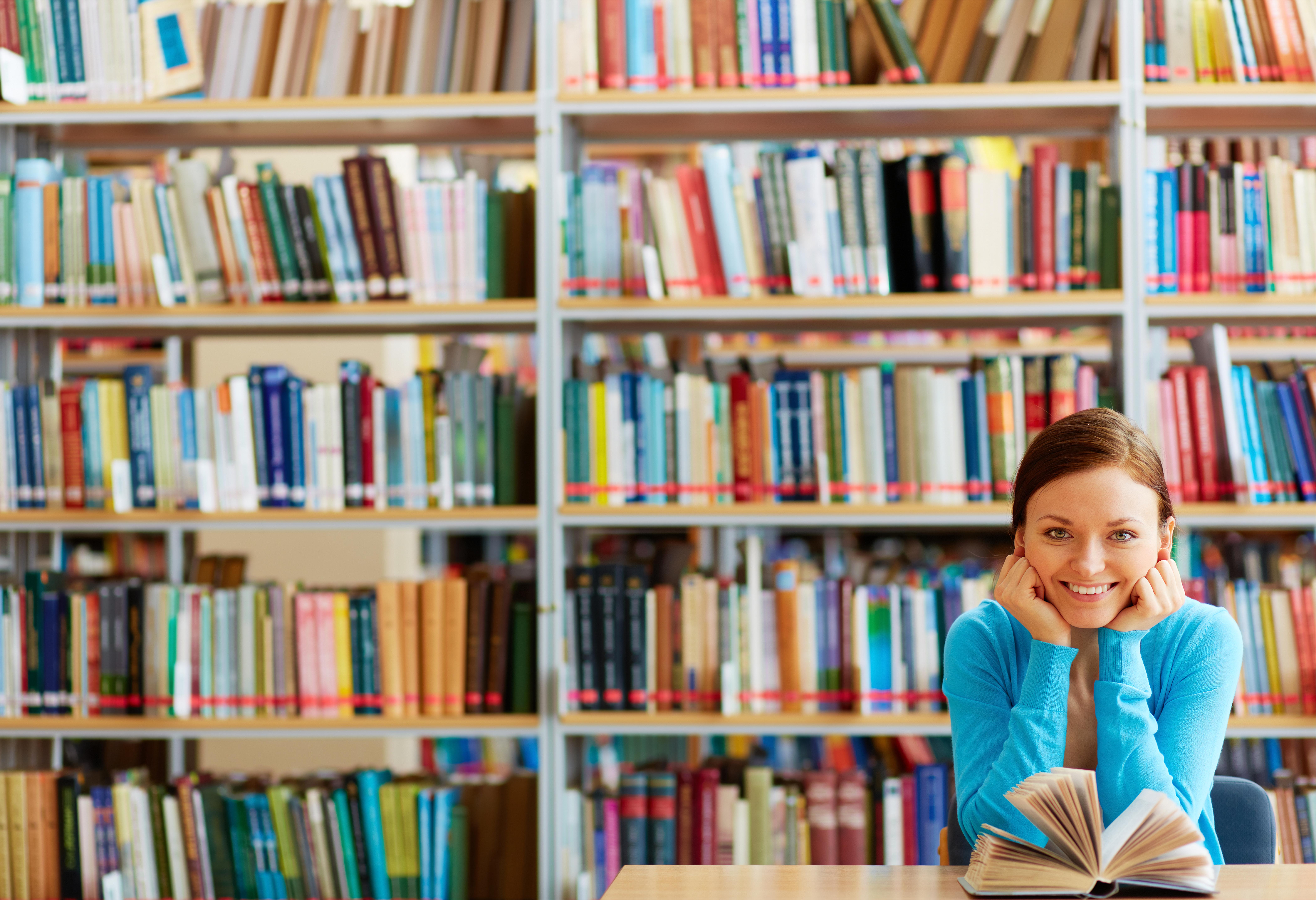 patron enjoying innovative library services in library